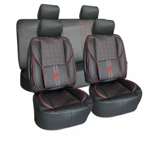 Huse auto complete din piele ecologica – negru cu rosu