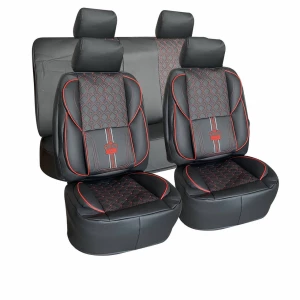 HUSE AUTO COMPLETE DIN PIELE ECOLOGICA – NEGRU CU ROSU