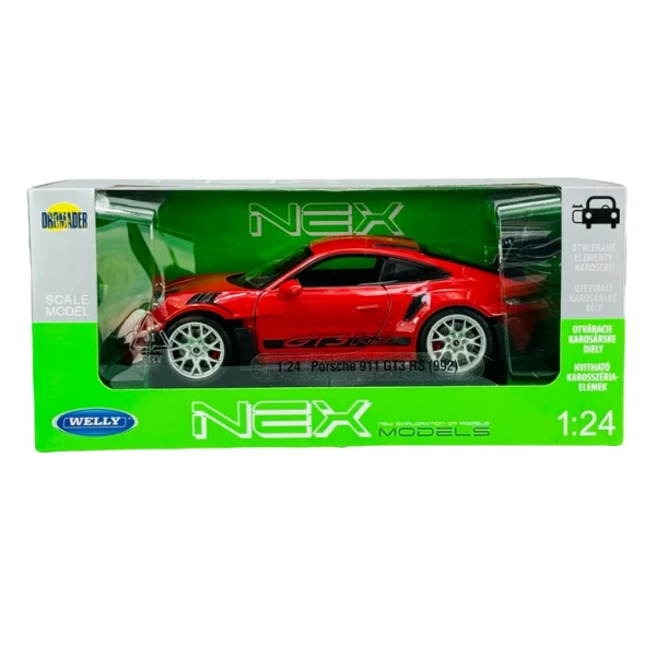 Коллекционный автомобиль porsche 911 gt3 rs (992) 1:24 welly 3