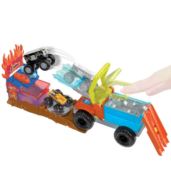 Hot wheels set de joc cu 5-alarm rescue seria "monster trucks  color shifters" 7