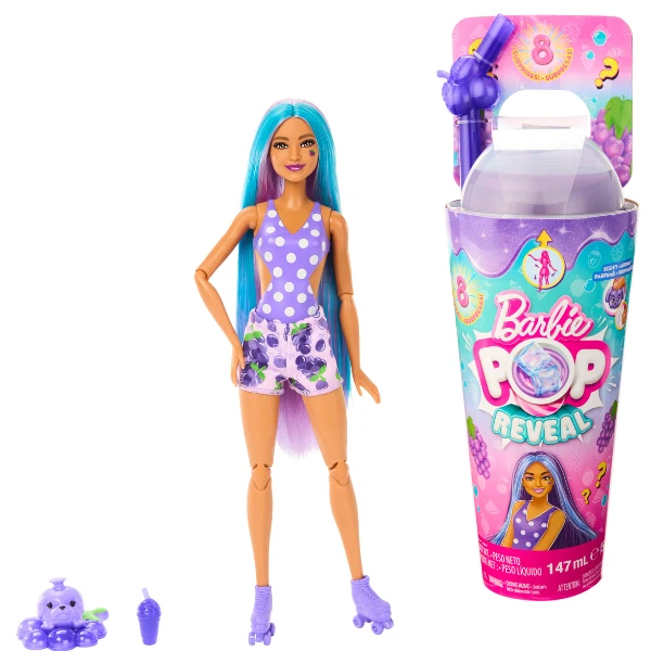 Кукла barbie pop reveal "виноградный сок", серия сочные фрукты 5