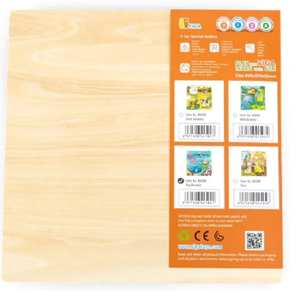 Puzzle din lemn cu buton „animale acvatice" 3