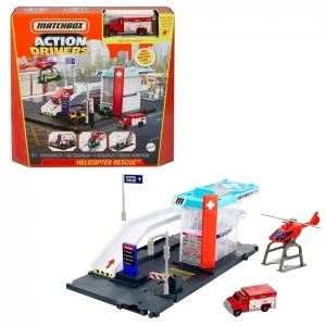 Hot wheels игровой набор "спасательный вертолёт" matchbox