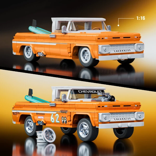 Конструктор hot wheels – pickup '62 chevy, масштаб 1:16 7