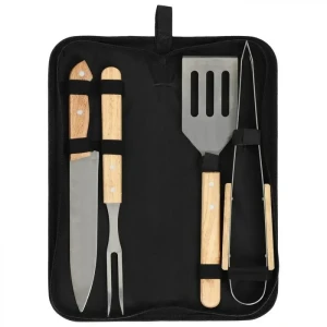 Set de utensile pentru grătar cu mânere din lemn (at1217)
