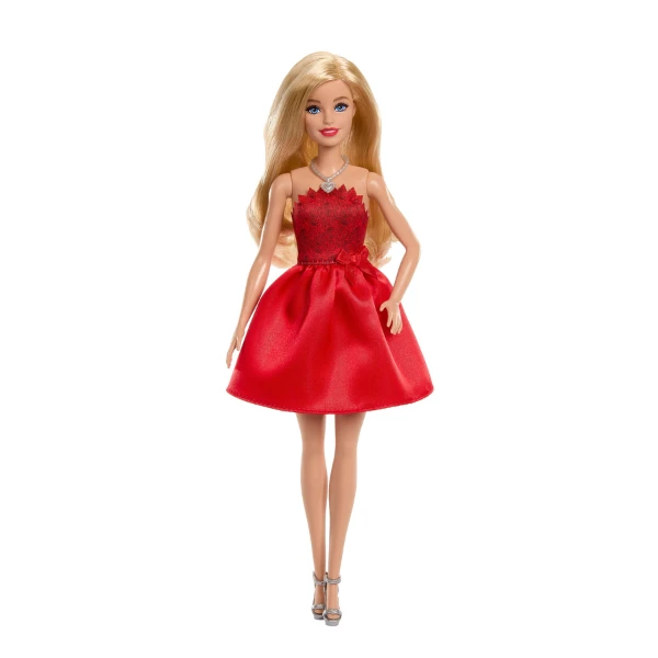 Păpușa barbie 80 de ani mattel, în rochie roșu rubin 4