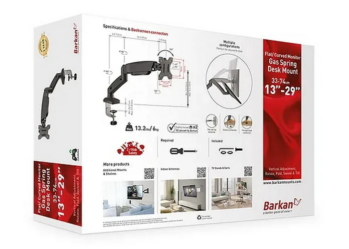 Suport birou pentru monitoare barkan m121p, negru 4
