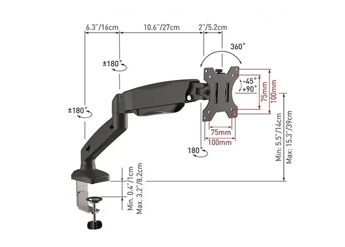 Suport birou pentru monitoare barkan m121p, negru 8