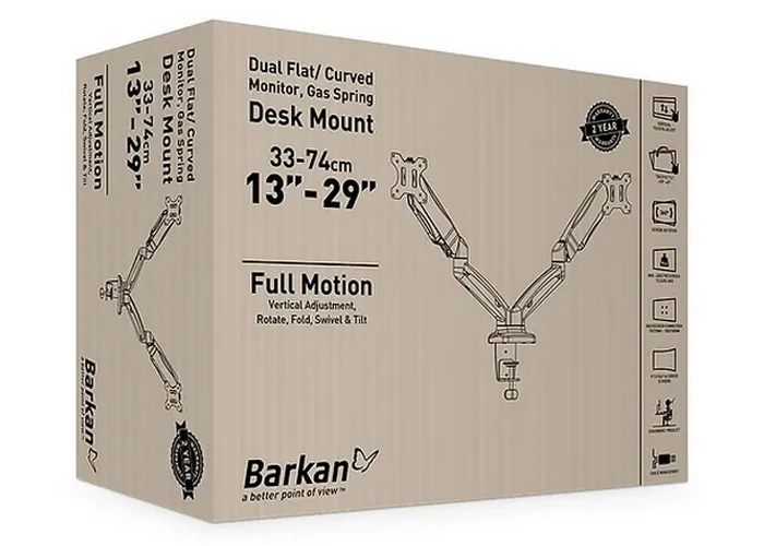 Suport birou pentru monitoare barkan m142p, negru 2