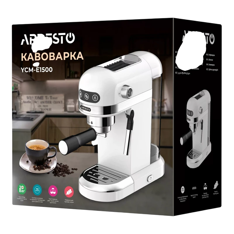 Кофеварка рожковая ardesto ycm-e1500, 1350вт, белый 13