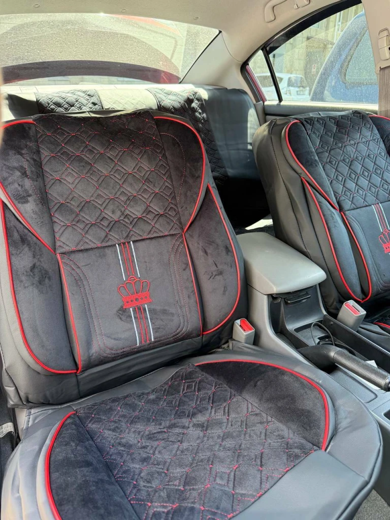 Huse auto complete din veliur – negru cu rosu (mg-1pv/br) 2