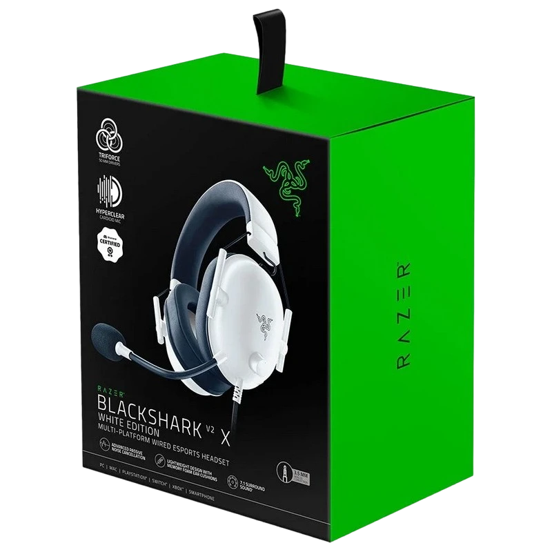 Игровая гарнитура razer blackshark v2 x, проводной аналоговый, белый 6