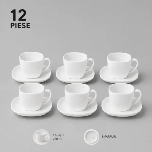 Set alb de cești cu farfurie cafea 12 piese (fcb220-12)