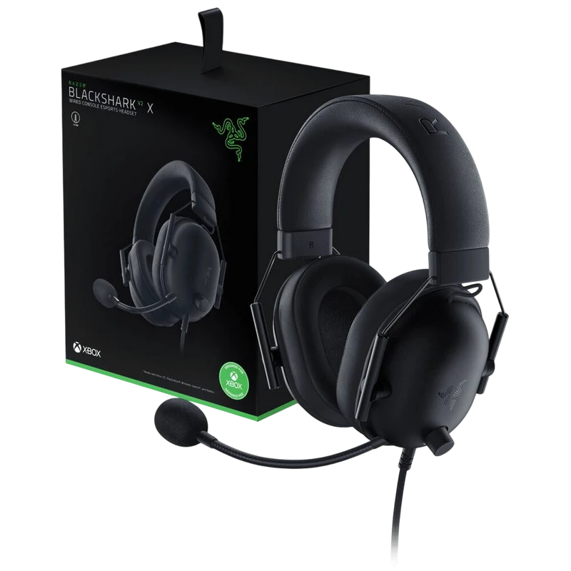 Игровая гарнитура razer blackshark v2 x для xbox, проводной аналоговый, чёрный 3