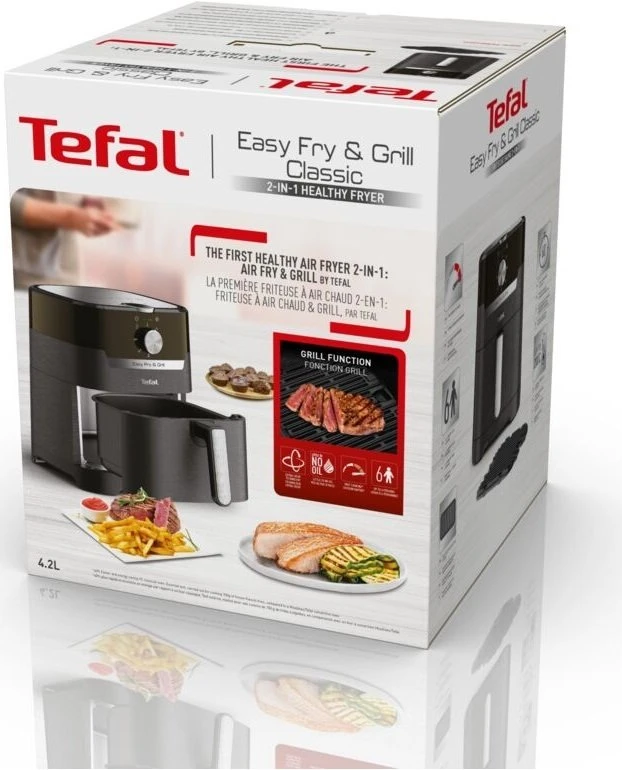 Air fryer tefal ey501815  easy fry & grill  digital , 4.2l, 1550w, 2-in-1 air fry & grill, electronic panel, temperature control, timer, hot air fryin 8