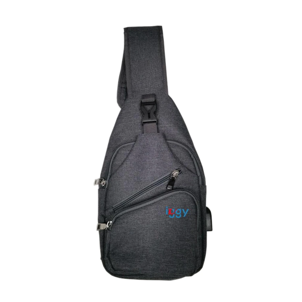 Rucsac sling iggy, polyester,1 bretea, 1 compartiment principal, 2 compartimente frontale, 32x16x6.9cm, mufa usb incarcare+cablu, gri,"igsl-sling-gy" 6