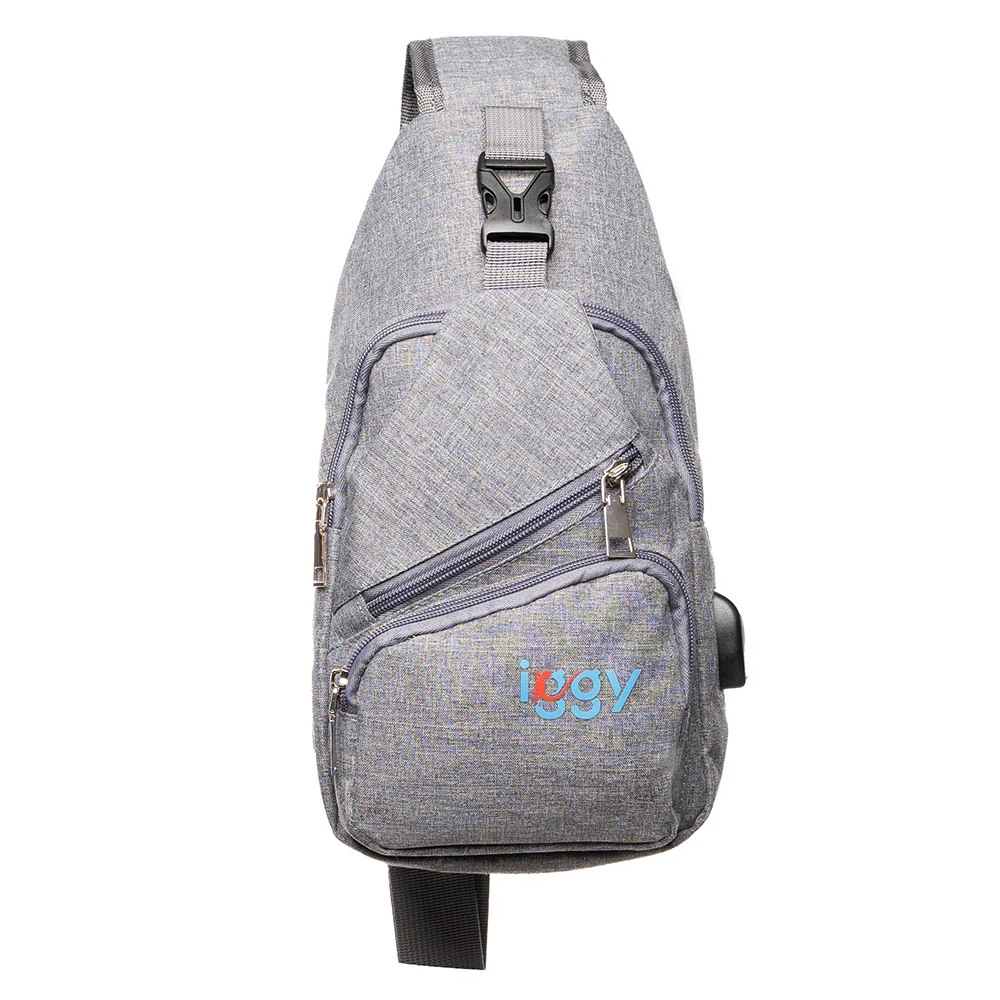 Rucsac sling iggy, polyester,1 bretea, 1 compartiment principal, 2 compartimente frontale, 32x16x6.9cm, mufa usb incarcare+cablu, gri,"igsl-sling-gy" 3