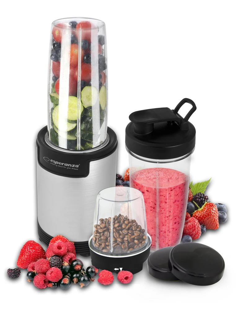 Table blender esperanza nutri bomb ekm030, 900w, 9 in 1, 1 * main unit, 1 * 800 ml blending jar, 1 * 500 ml blending jar, 1 * 350 ml grading jar, 1 * 4