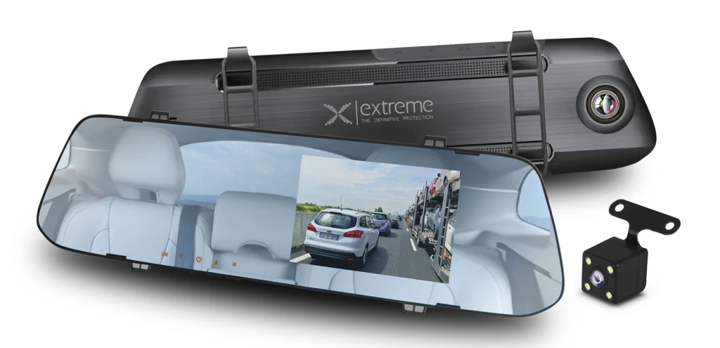 Car video recorder extreme imager xdr106, with rear camera, wide mirror, resolution of recorded movies: front camera: 1080p, 720p, rear camera: 720p , 7