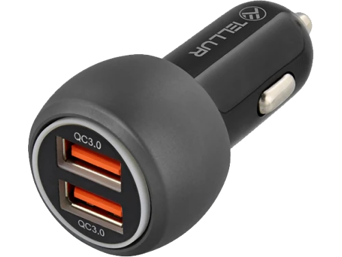 Usb car charger - tellur fcc8, 2xusb (qc 3.0 + 6a), 36w, black tll151261 2