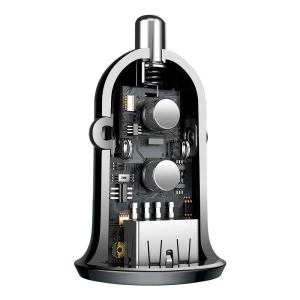 USB Car Charger - Baseus Grain Pro, 2xUSB (U + U), 5V/4.8A, Black  CCALLP-01