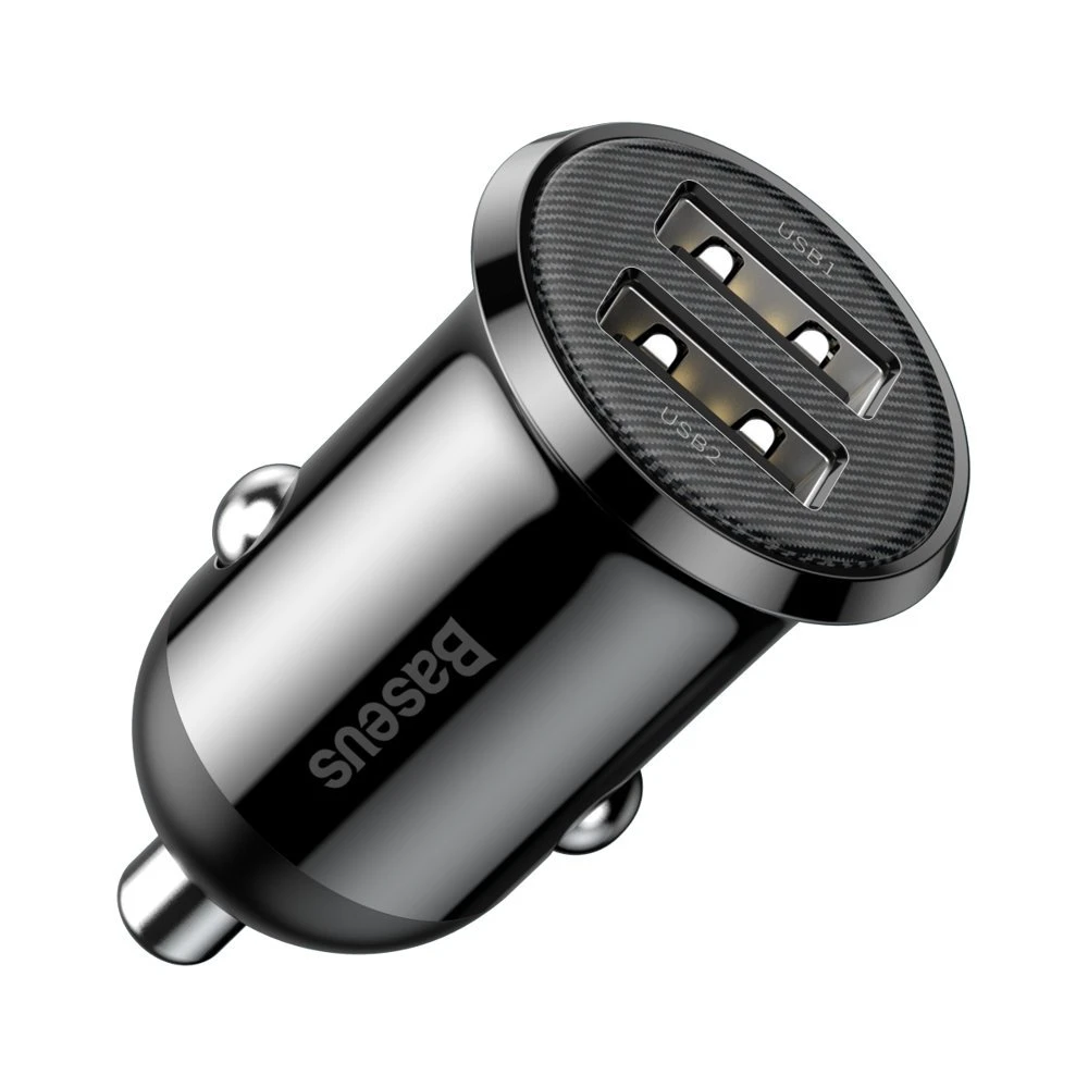 Usb car charger - baseus grain pro, 2xusb (u + u), 5v/4.8a, black  ccallp-01 4