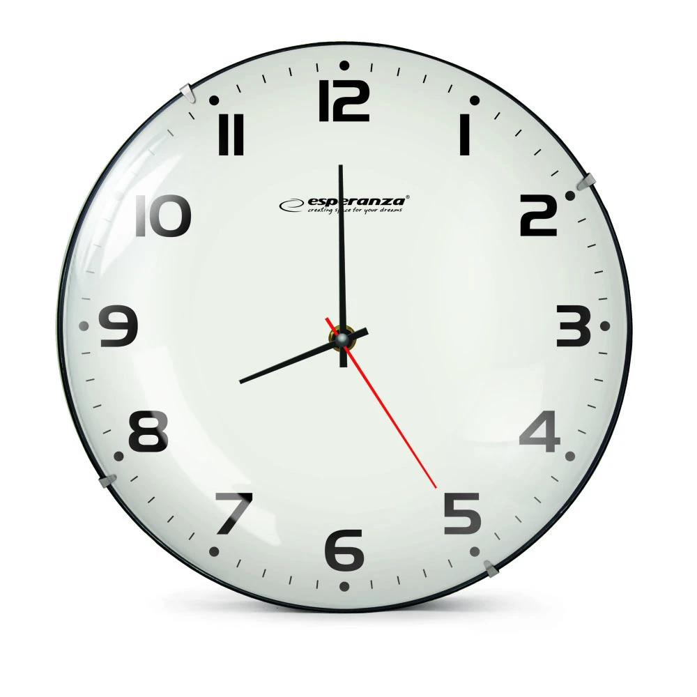 Clock wall esperanza san francisco  ehc018f white,  30 cm, plastic frame, quiet movement, hook for easy installation, power: 1x aa battery (not includ 2