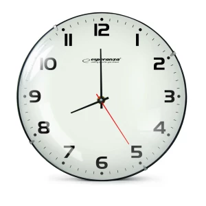 Clock Wall Esperanza SAN FRANCISCO  EHC018F White,  30 cm, plastic frame, Quiet movement, hook for easy installation, Power: 1x AA battery (not includ
