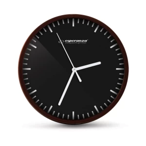Clock Wall Esperanza BUDAPEST  EHC010K Black,  20 cm, plastic frame, Quiet movement, hook for easy installation, Power: 1x AA battery (not included)