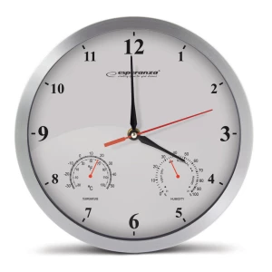 Clock Wall Esperanza WASHINGTON  EHC008W White,  30 cm, Aluminum clock frame and hands, Quiet movement, hook for easy installation, Measurements: temp