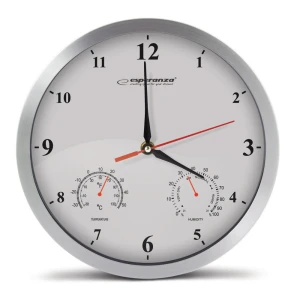 Clock wall esperanza washington  ehc008w white,  30 cm, aluminum clock frame and hands, quiet movement, hook for easy installation, measurements: temp