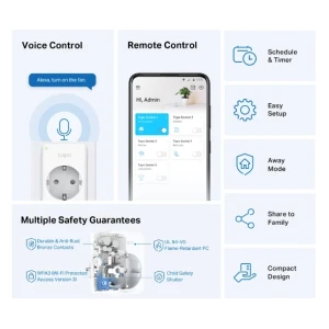 Tp-link tapo smart plug mini, matter compatible, compatible with alexa, google home & samsung smartthings, energy monitoring, 15a, ul certified, 2.4g Thumbnail 2