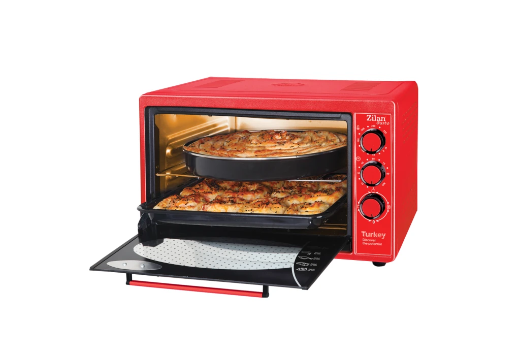 Electric oven zilan zln5320  gusto red 38l, 1 x enamel round tray, 1 x enamel square tray 3