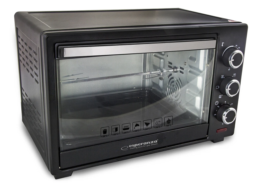 Electric oven esperanza napoli eko006, 25l, convection, power: 1600w, temperature: 0°c - 250°c, timer: 0-60 minutes, 5 heating functions, crumb tray, 4