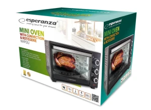 Electric oven esperanza napoli eko006, 25l, convection, power: 1600w, temperature: 0°c - 250°c, timer: 0-60 minutes, 5 heating functions, crumb tray, Thumbnail 3
