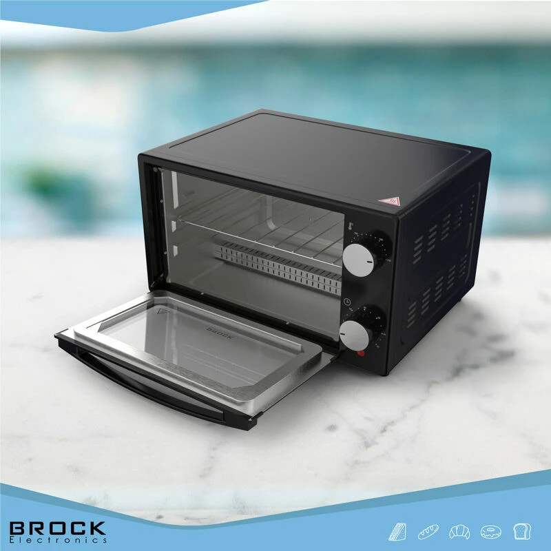 Electric oven brock to 9001 b 9l, 650w, 2 quartz heating tubes, double glass, temperature: 100°c - 230°c, acc: (baking tray, tray, handle) 9