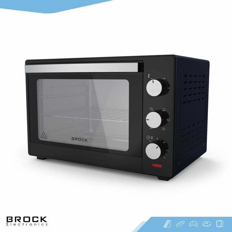 Electric oven brock to 3001 bk, black 30l, 1600w, convection function, double glass, temperature: 100°c - 230°c, heating functions: off / heating from 5
