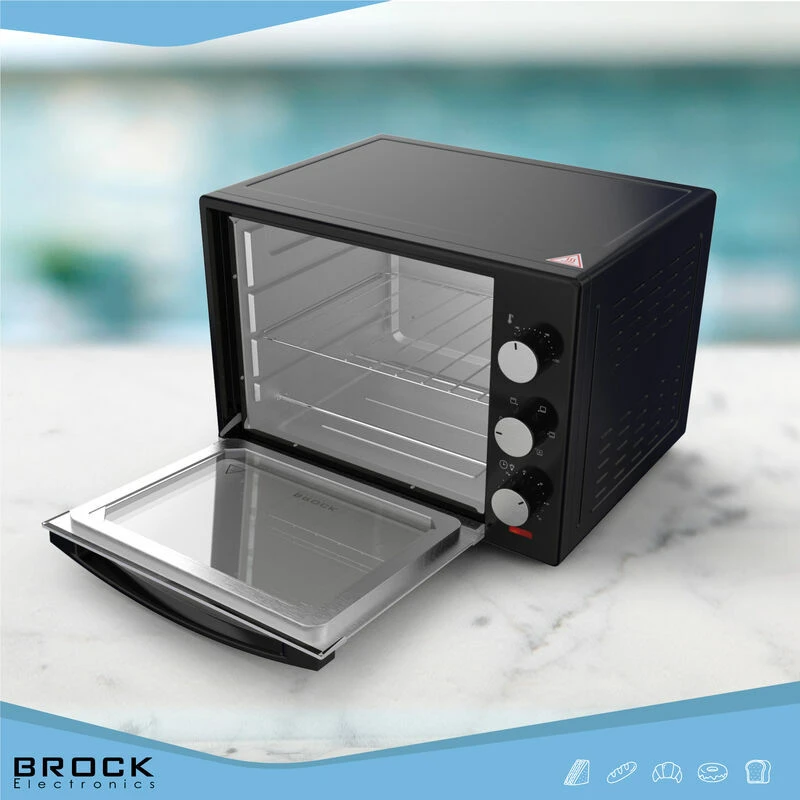 Electric oven brock to 3001 bk, black 30l, 1600w, convection function, double glass, temperature: 100°c - 230°c, heating functions: off / heating from 10
