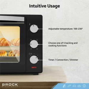 Electric oven brock to 3001 bk, black 30l, 1600w, convection function, double glass, temperature: 100°c - 230°c, heating functions: off / heating from Thumbnail 7