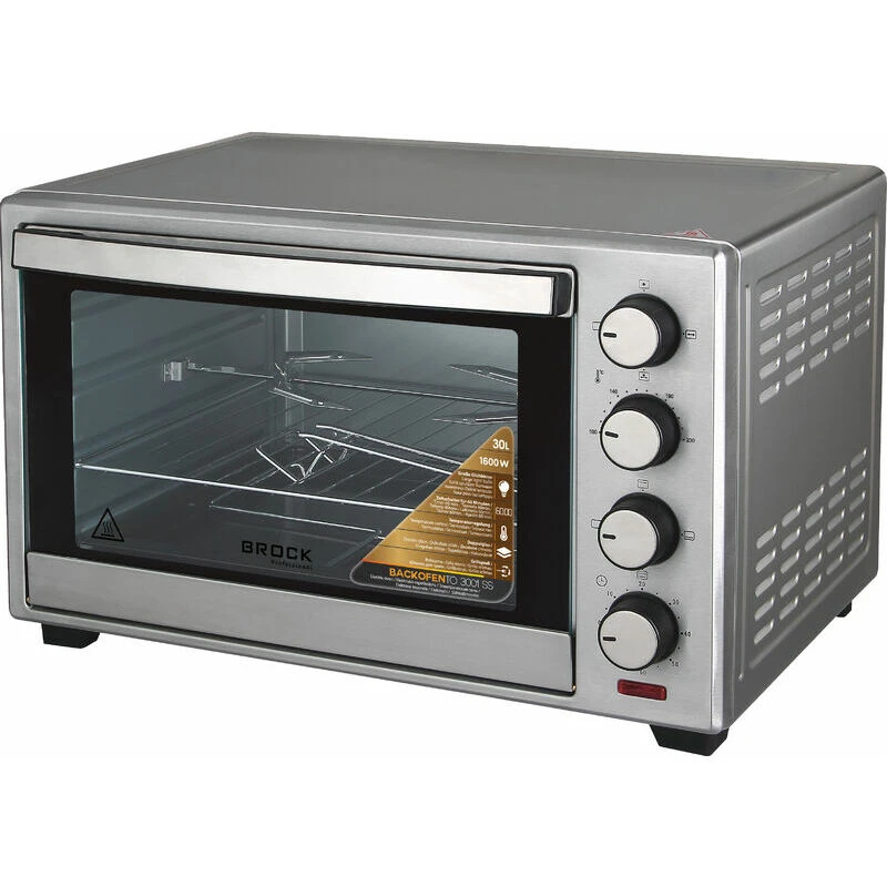 Electric oven brock to 3001 ss 30l, gray, 1600w,  convection function, grill rotisserie function, double glass, temperature: 100°c - 230°c, heating fu 4