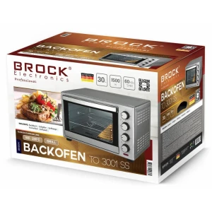 Electric oven brock to 3001 ss 30l, gray, 1600w,  convection function, grill rotisserie function, double glass, temperature: 100°c - 230°c, heating fu Thumbnail 3