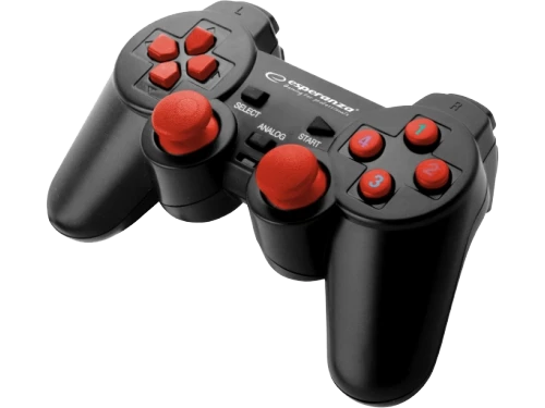 Gamepad esperanza warrior egg102r  black/red, vibration game pad, 15 buttons, 2 sticks, ergonomic design, 2 modes (analog and digital), soft sweat-res 3