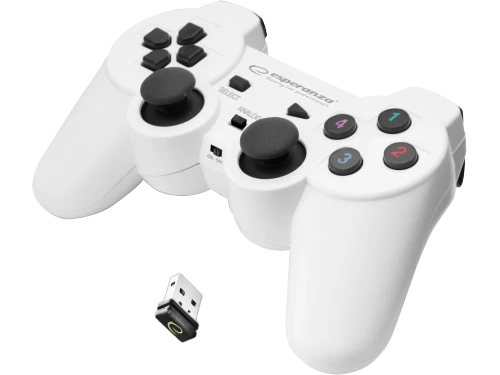 Gamepad wireless esperanza gladiator egg108w  white, vibration game pad, 16 buttons, 2 sticks, ergonomic design, 2 modes (analog and digital), soft sw 2