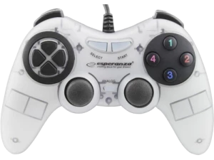 Gamepad Esperanza FIGHTER EGG105W  White, Vibration Game Pad, 16 buttons, 2 sticks, Ergonomic design, 2 modes (analog and digital), Soft sweat-resista