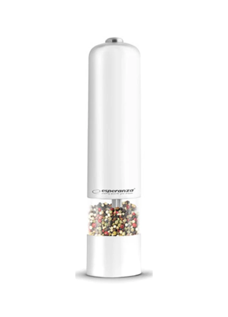Grinder esperanza malabar ekp001w white,  led illumination during use adjustable grinding thickness length: 23cm diameter: 5cm power: 4* aa batteries 2