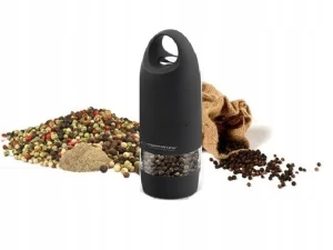 Grinder Esperanza MUNTOK EKP003K Black, LED illumination during use Adjustable grinding thickness Length: 17cm Diameter: 5cm Power: 4* AA batteries (n