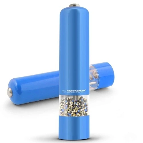 Grinder esperanza malabar ekp001b blue,  led illumination during use adjustable grinding thickness length: 23cm diameter: 5cm power: 4* aa batteries ( 2