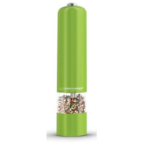 Grinder esperanza malabar ekp001g green,  led illumination during use adjustable grinding thickness length: 23cm diameter: 5cm power: 4* aa batteries 3