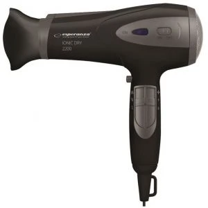 Hair dryer esperanza vivien ebh005k; 2200w; 2 speeds; 3 temperature levels; ionic function, styling nozzle & diffuser 2