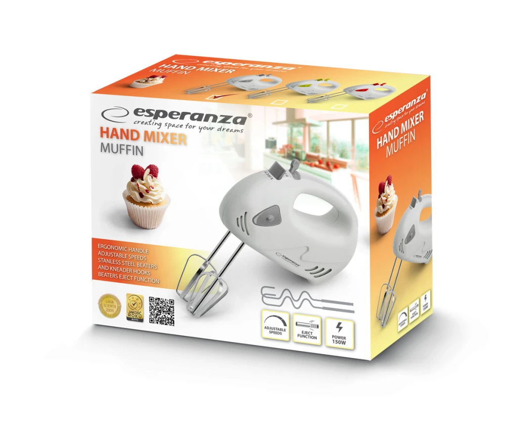 Hand mixer esperanza muffin ekm007we,  150w 2